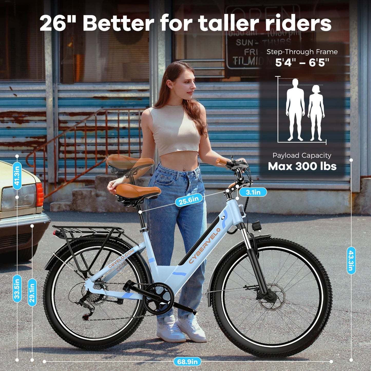Cybvelo Urban Commute Electric Bike EK2 48V 1000W Peak Motor