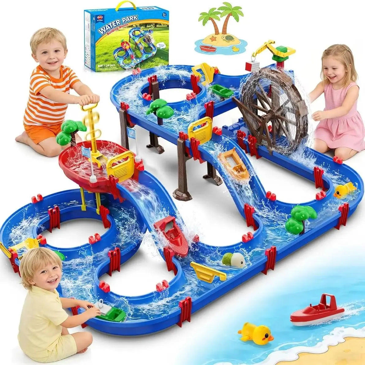 VATOS Outdoor Water Table Playset With Water Wheel For Kids