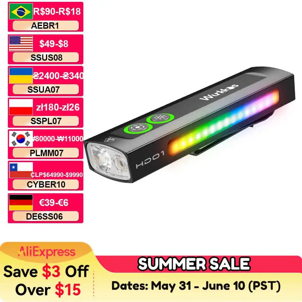 Wurkkos HD01 1200 Lumen Multifunctional Flashlight With RGB IP65