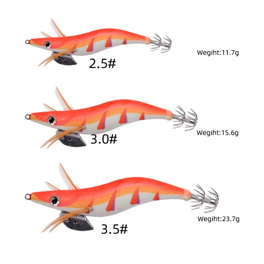 Luminous Wood Shrimp Fishing Lure With Bag 3D Eyes