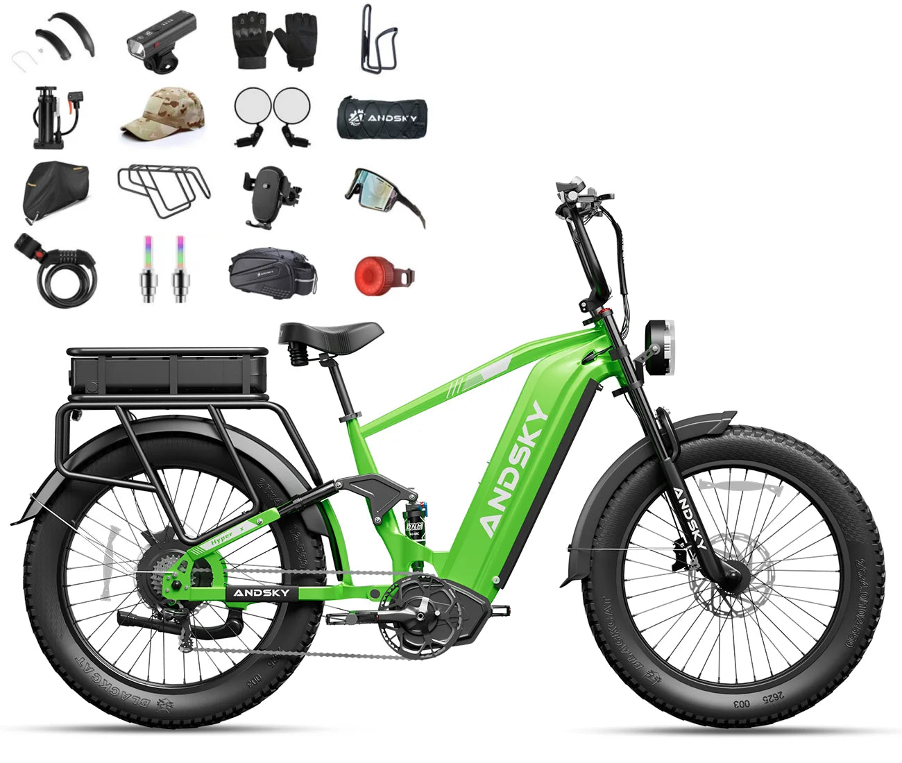 ANDSKY Hyper X Dual Battery 60V 3200W Electric Bike 7Speed