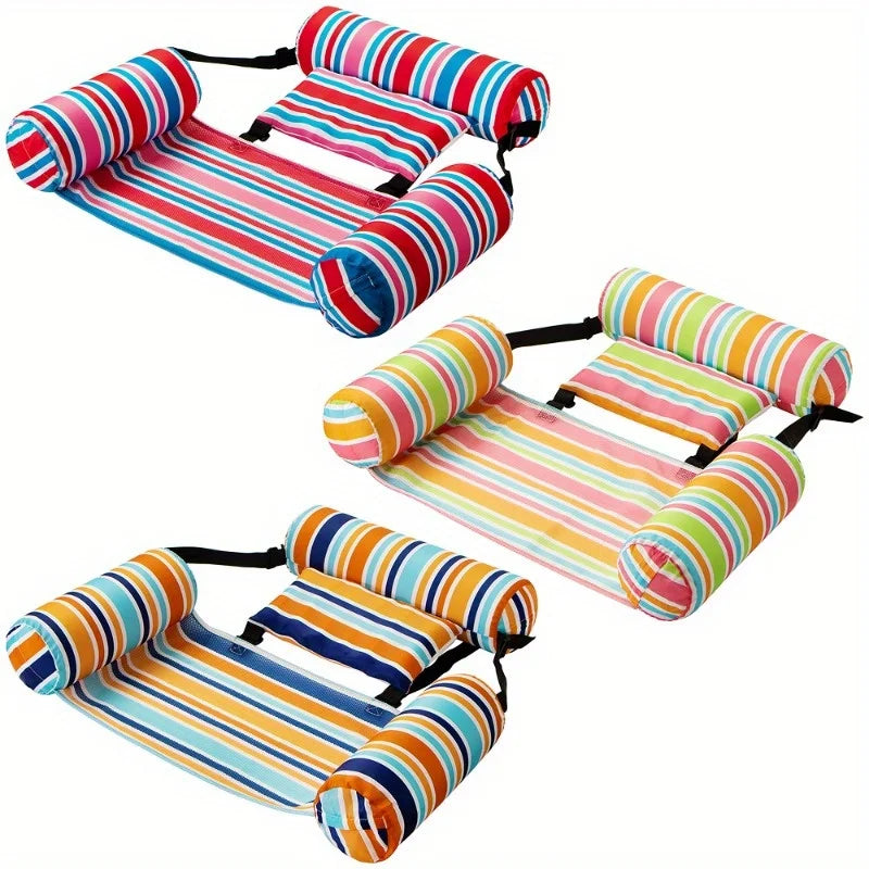 Inflatable Pool Float Loungers Heavy Duty Striped Hammock Chairs For Adults