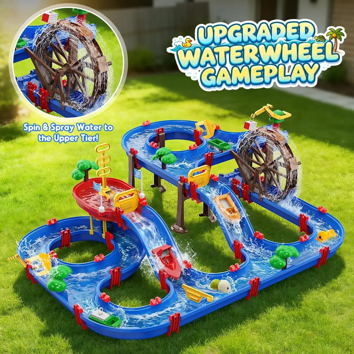 VATOS Outdoor Water Table Playset With Water Wheel For Kids