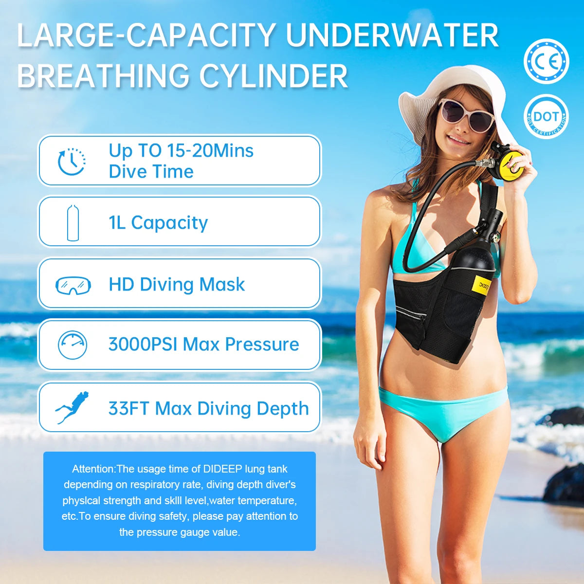 DIDEEP Mini Scuba Tank Set For Underwater Diving Portable
