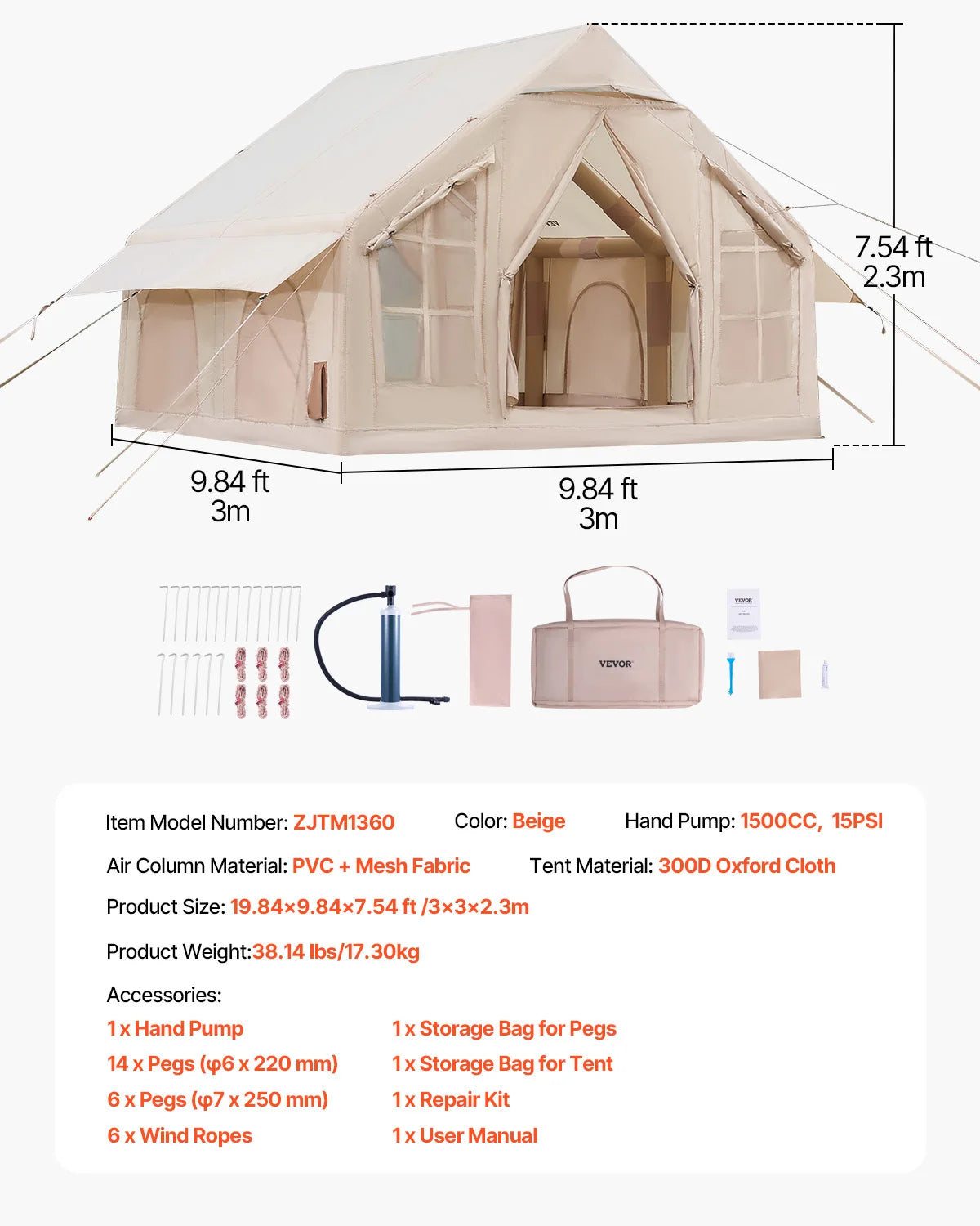 SucceBuy Inflatable Camping Tent With Hand Pump For Easy Setup