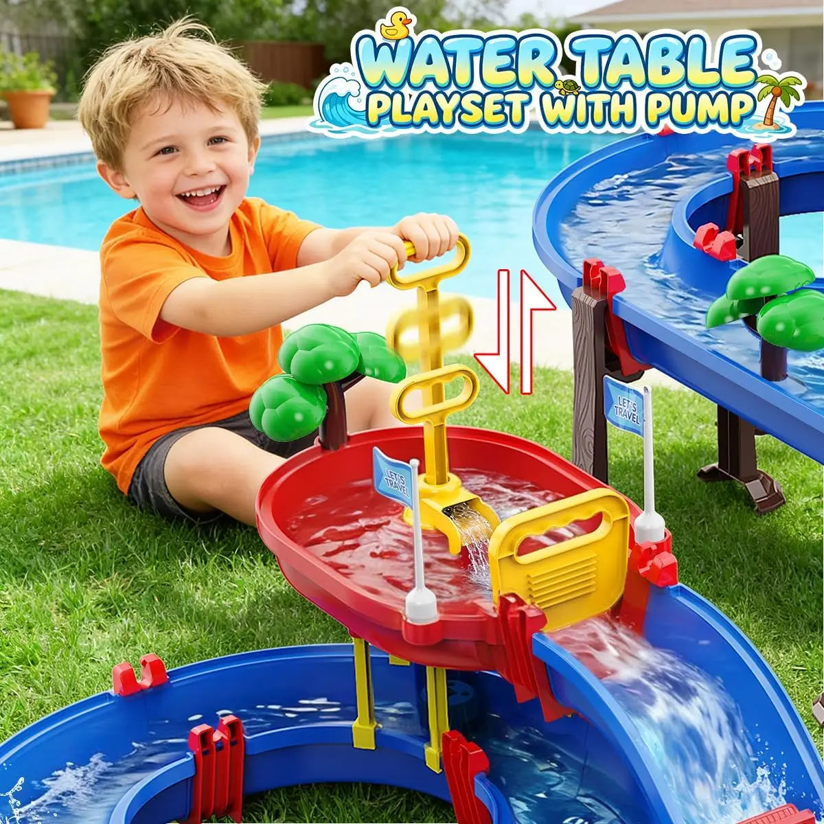 VATOS Outdoor Water Table Playset With Water Wheel For Kids