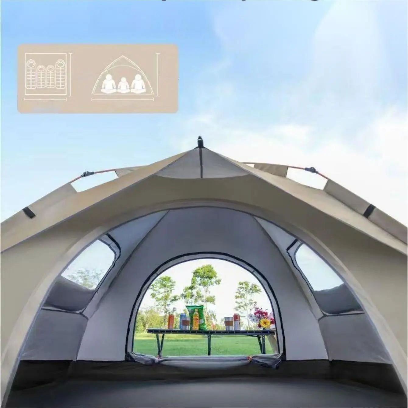 Pakicetus Outdoor Camping Tent Sunshade With Dual Doors And Windows