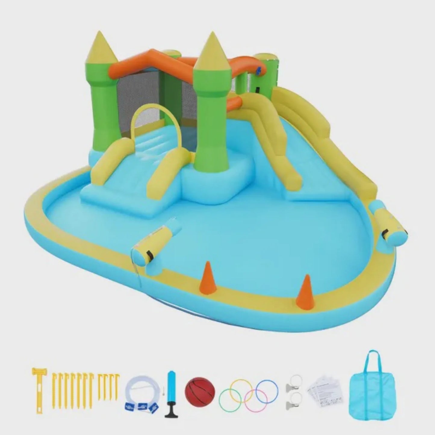 Inflatable Bounce House Water Slide Castle With Basketball Hoop