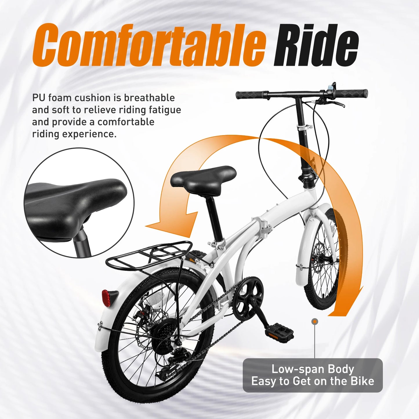 Folding Bike Carbon Steel 7 Speed City Commuter With Adjustable Seat