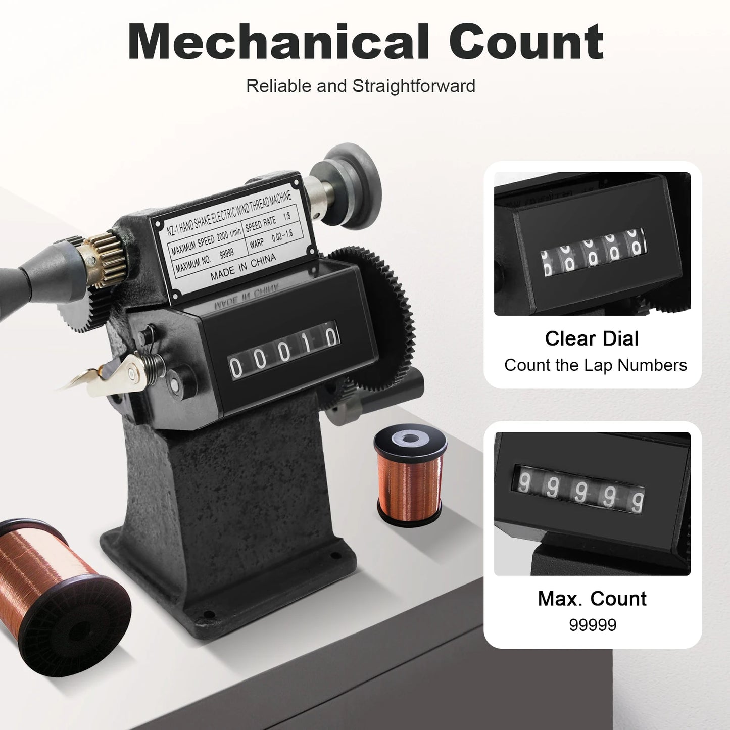 Fishing Line Spooler With Counting Machine 0 To 99999