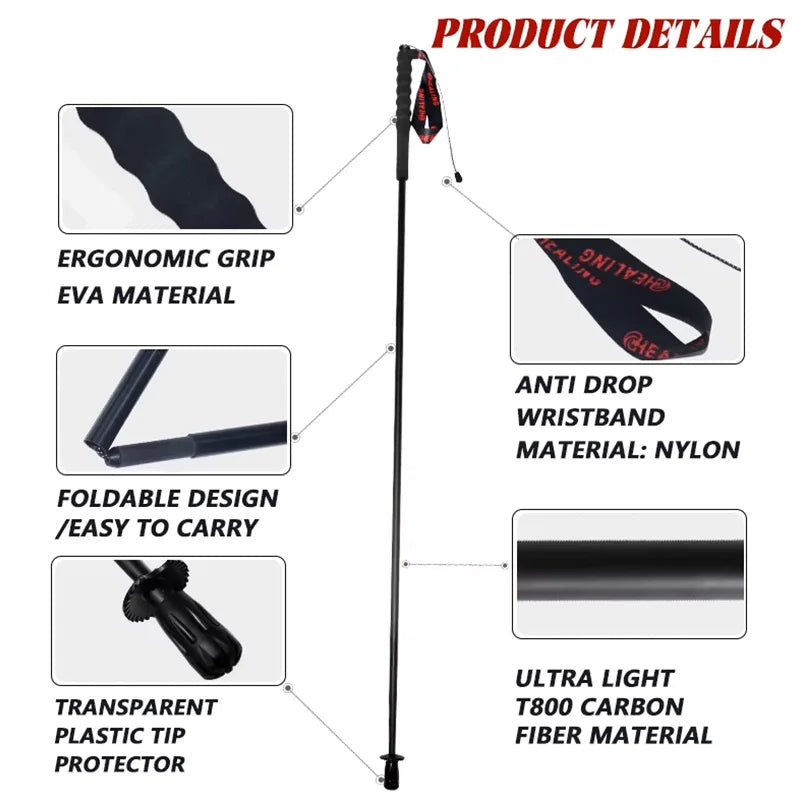 OKHEALING CN Folding Carbon Fiber Trekking Poles With Foam Handle