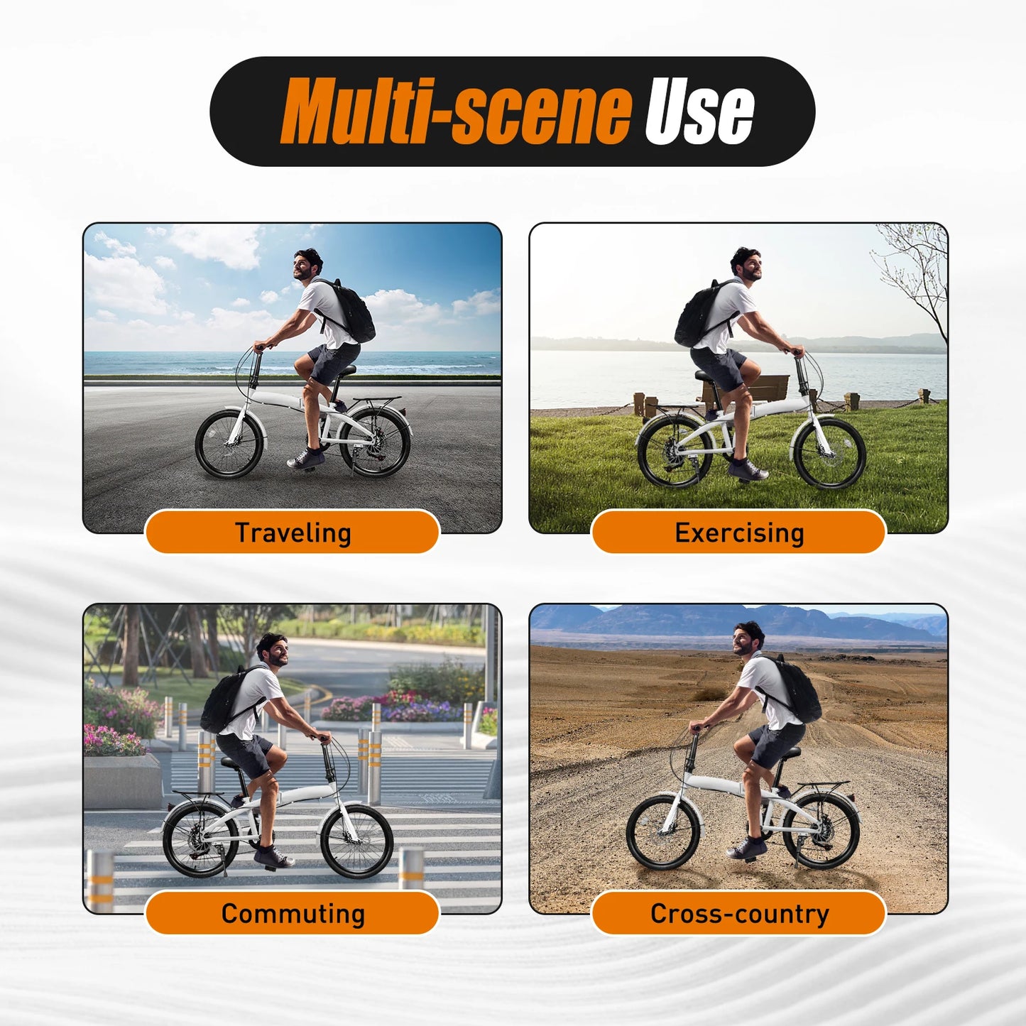 Folding Bike Carbon Steel 7 Speed City Commuter With Adjustable Seat