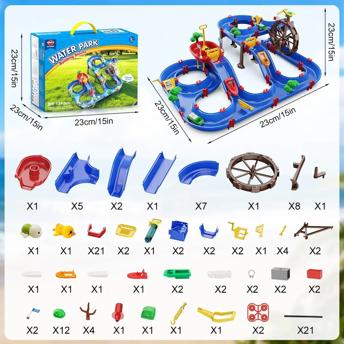 VATOS Outdoor Water Table Playset With Water Wheel For Kids