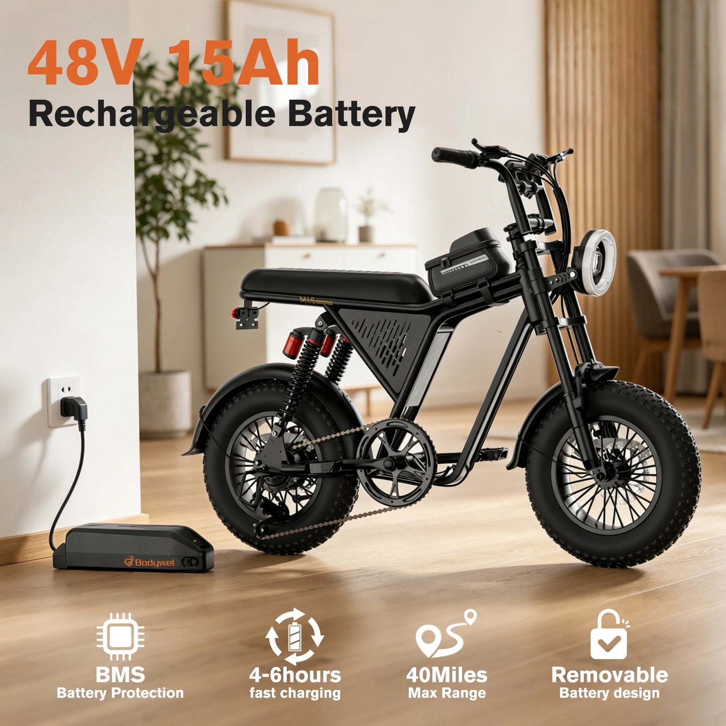 Bodywel M16 Electric Mountain Bike For Adults With Removable Battery