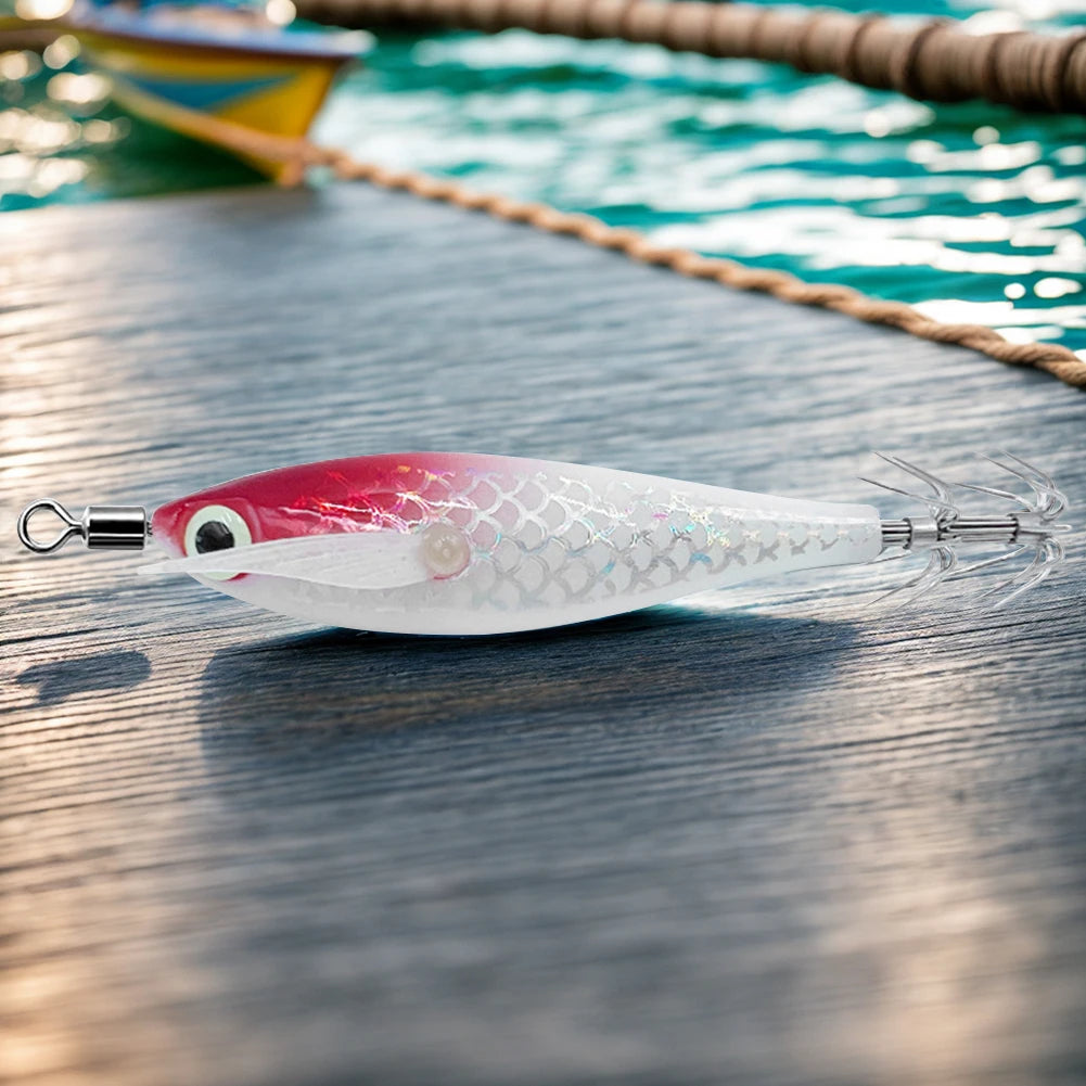Luminous Squid Lure With 3D Eyes Glow In Dark Bait