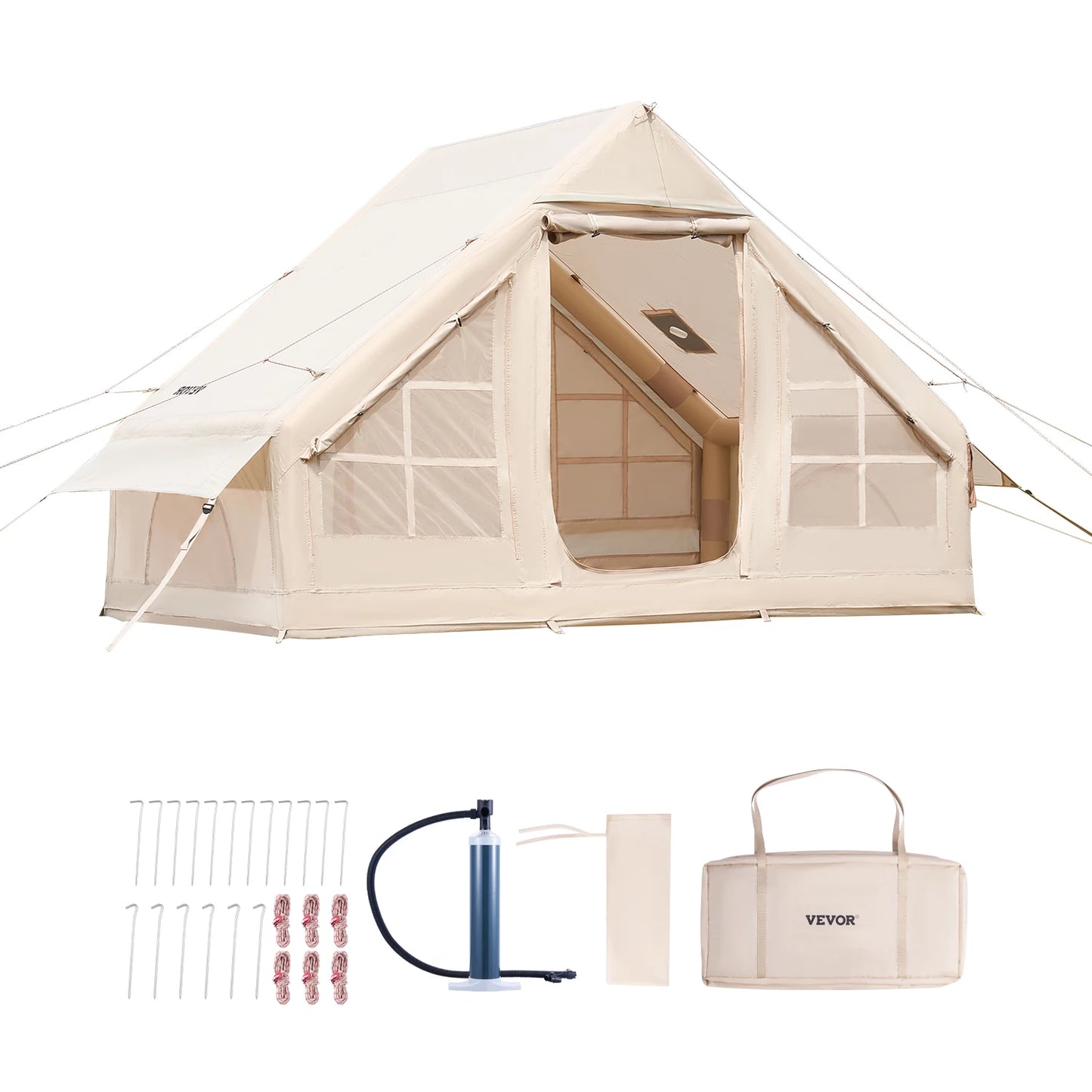 SucceBuy Inflatable Camping Tent With Hand Pump For Easy Setup