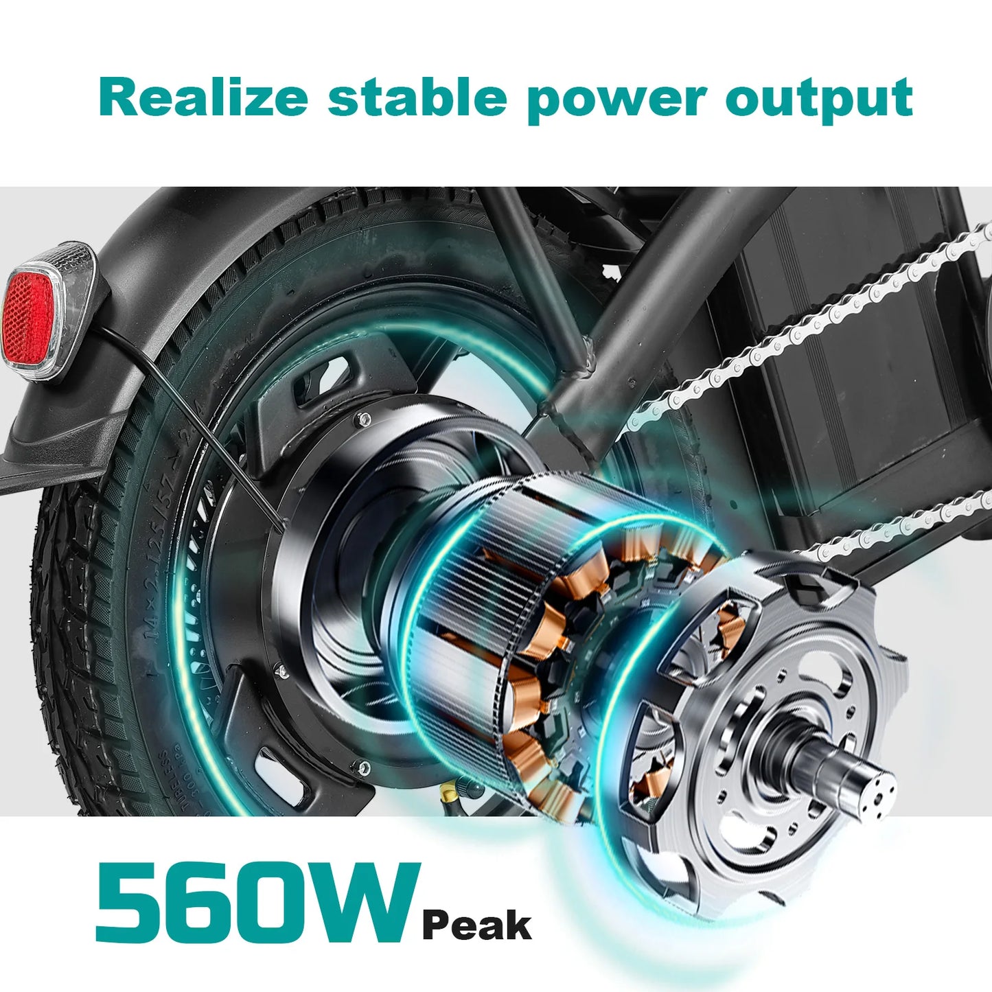 Terrosor Folding Electric Bike 20 MPH 560W 48V Removable Battery