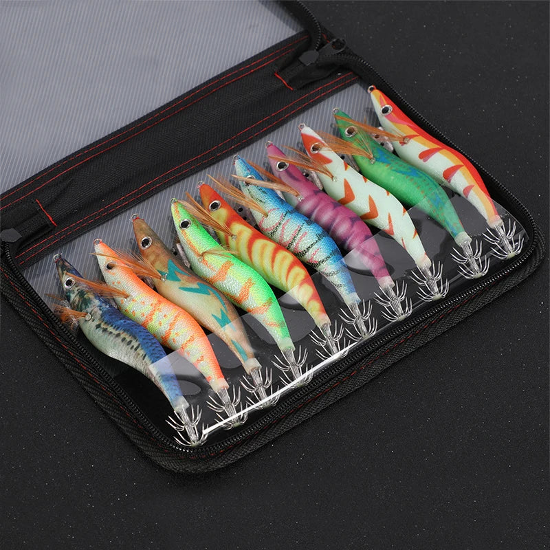 Luminous Wood Shrimp Fishing Lure With Bag 3D Eyes