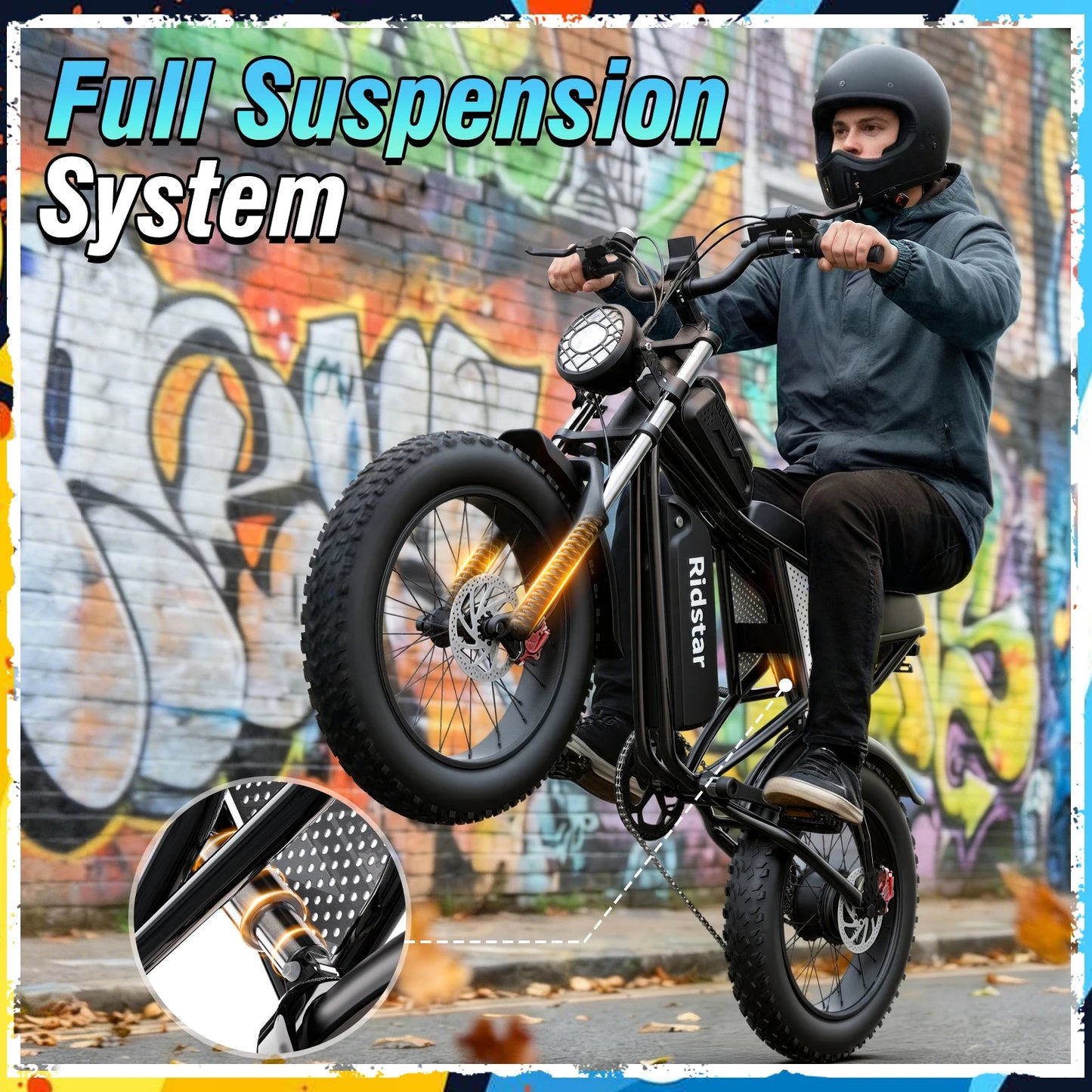 Ridstar 2000W 48V 20Ah Electric Mountain Fat Ebike All Terrain