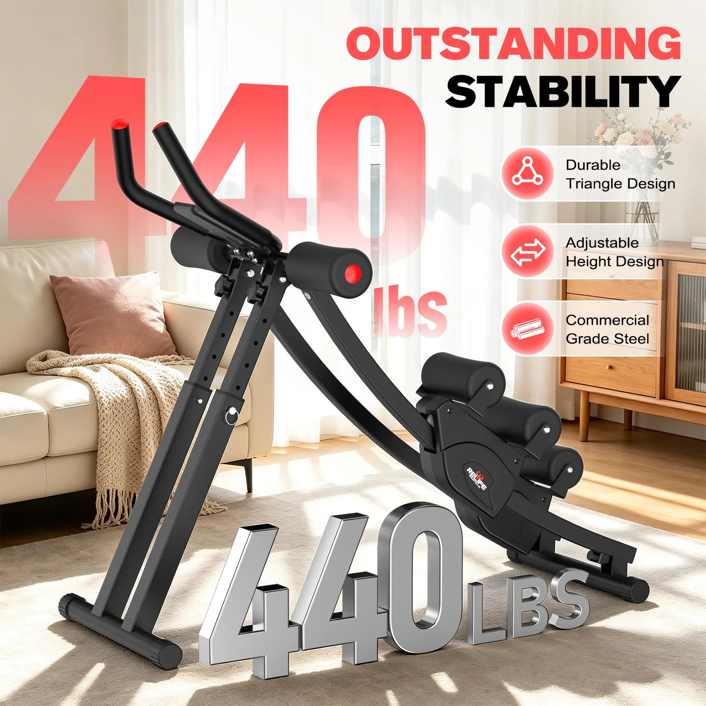 Dual Split-Track Ab Machine Foldable Core Trainer For Home