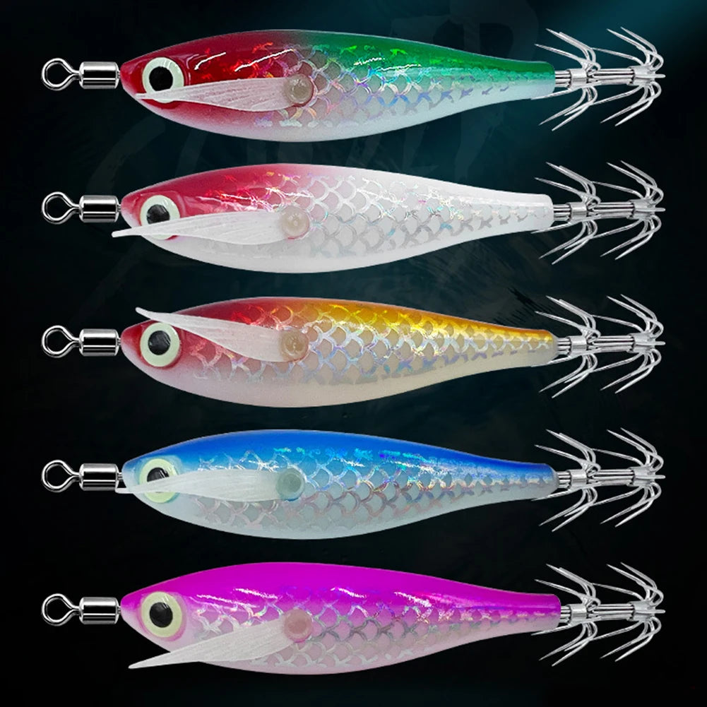 Luminous Squid Lure With 3D Eyes Glow In Dark Bait