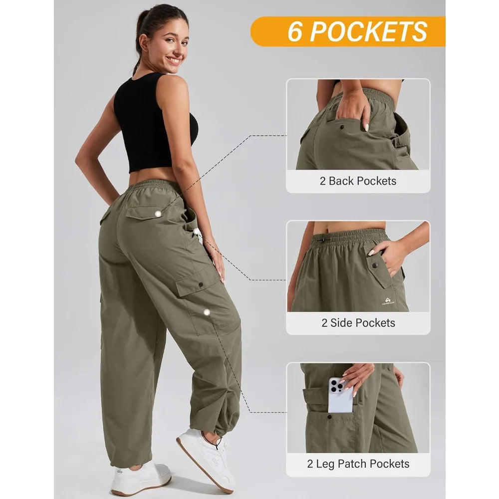 Pioneer Camp Women's Parachute Cargo Hiking Pants With Pockets