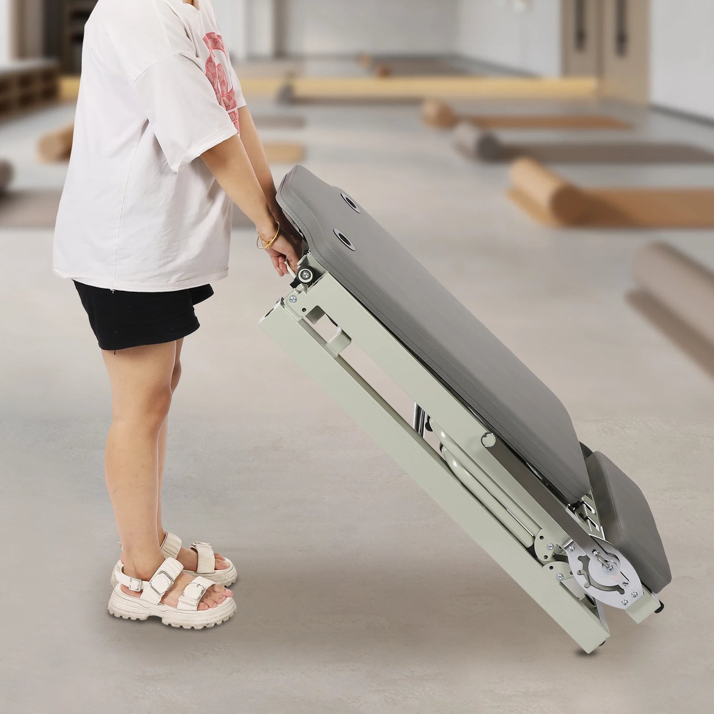 Pilates Reformer Foldable Machine With Dual Springs And Cords