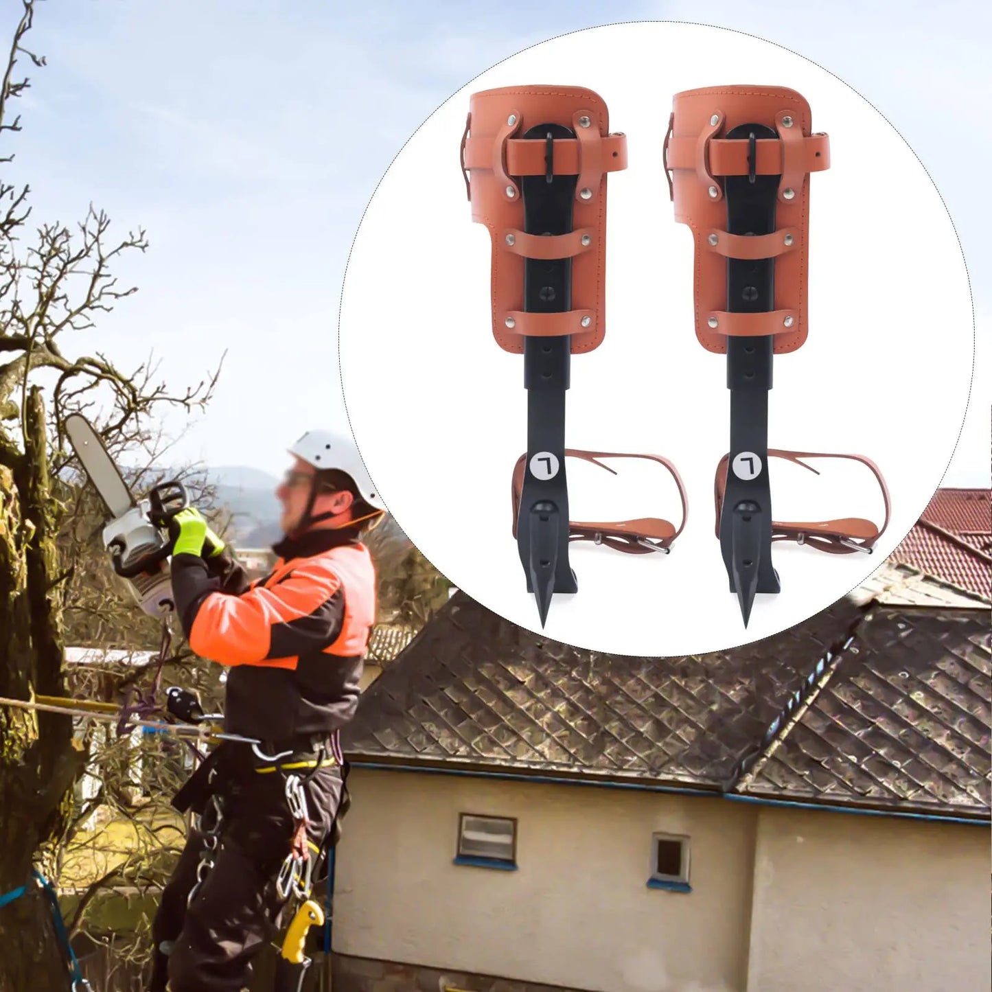 Tree Climbing Spike Set With Adjustable Steel Pole Climbing Spurs