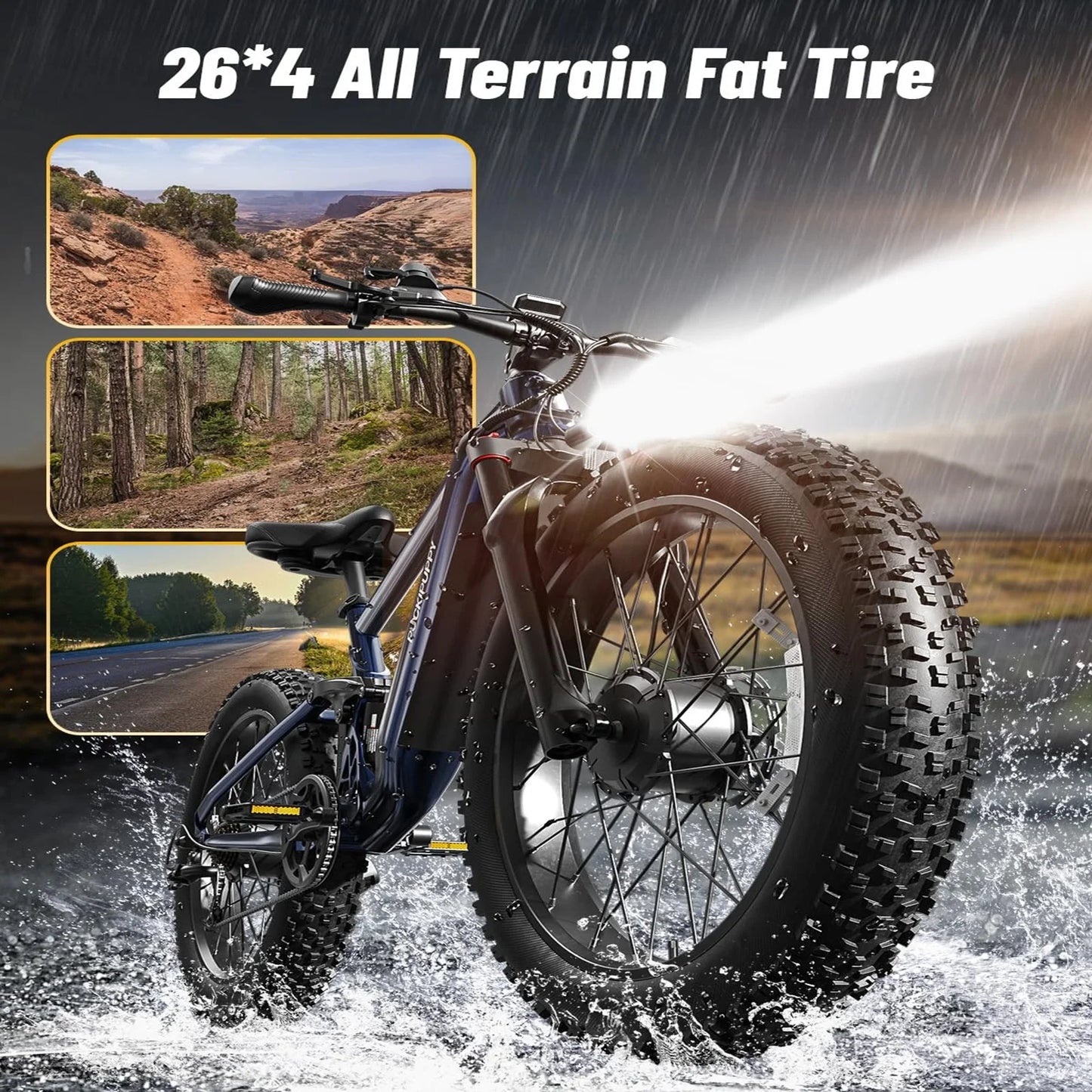 PUCKIPUPPY Dual Motor Electric Bike 1600W Fat Tire Full Suspension