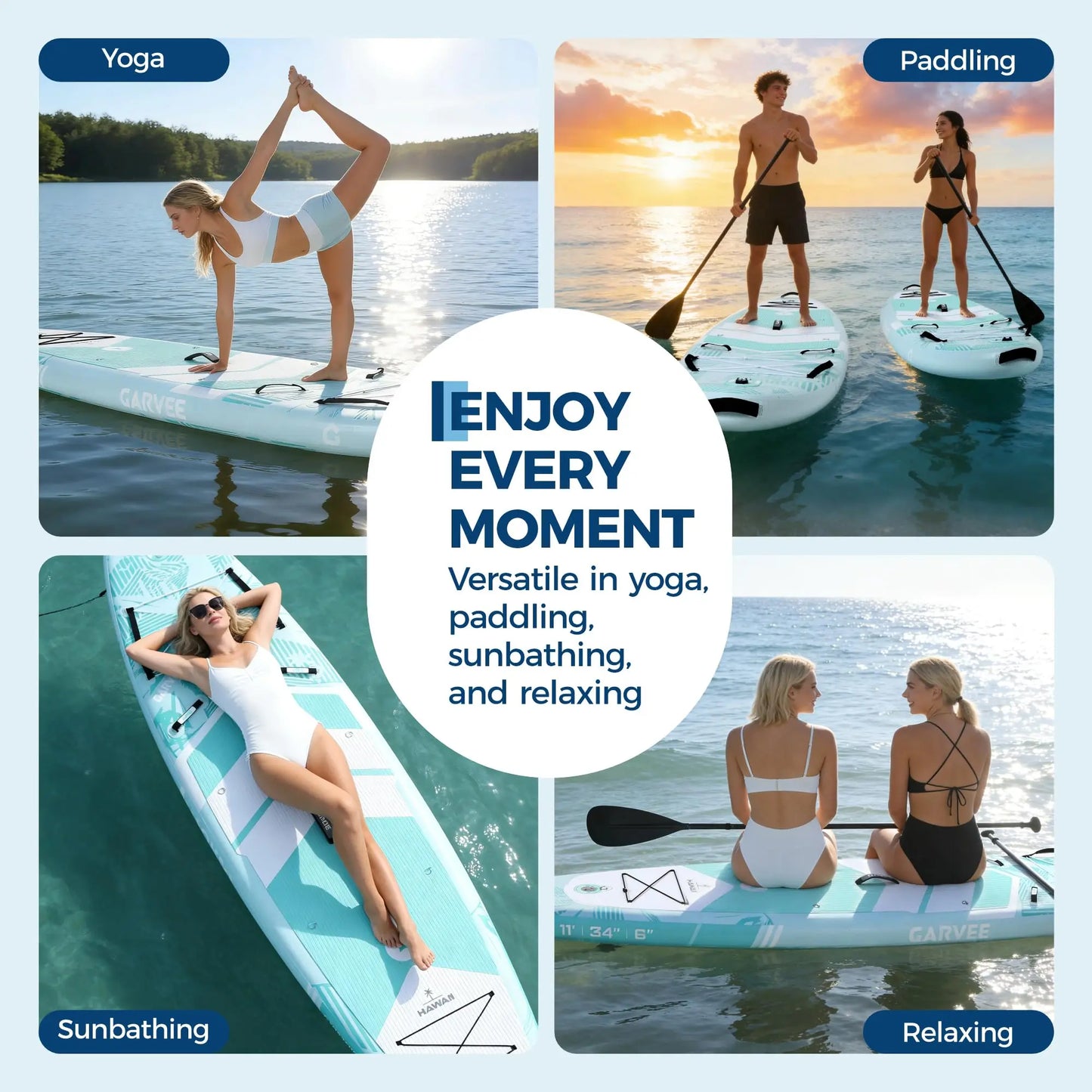 Inflatable Upright Paddle Board All Around Set With Pump Backpack