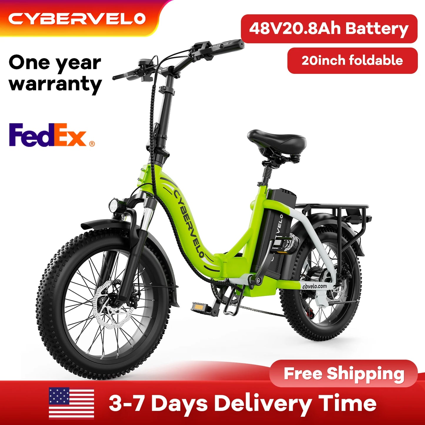 CYBERVELO Mars700 1000W Fat Tire Foldable Electric Bike