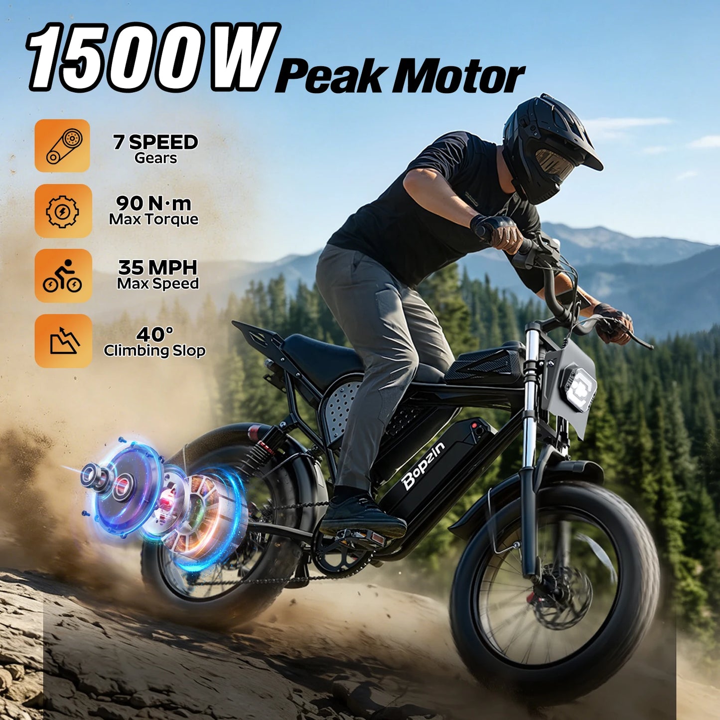 1500W Electric Bike For Adults With Removable Battery, Dual Suspension