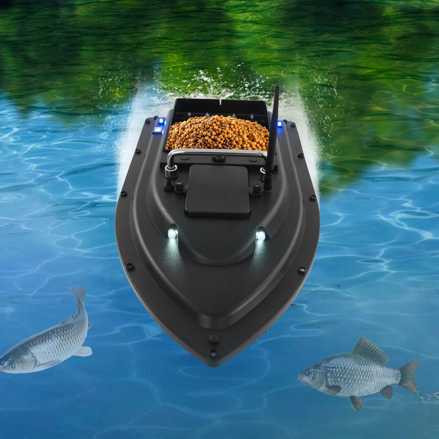 Remote Control Fishing Bait Boat, GPS Fishing Baiting Boat with Widened Large Compartment, 16 Positioning Points for Rivers