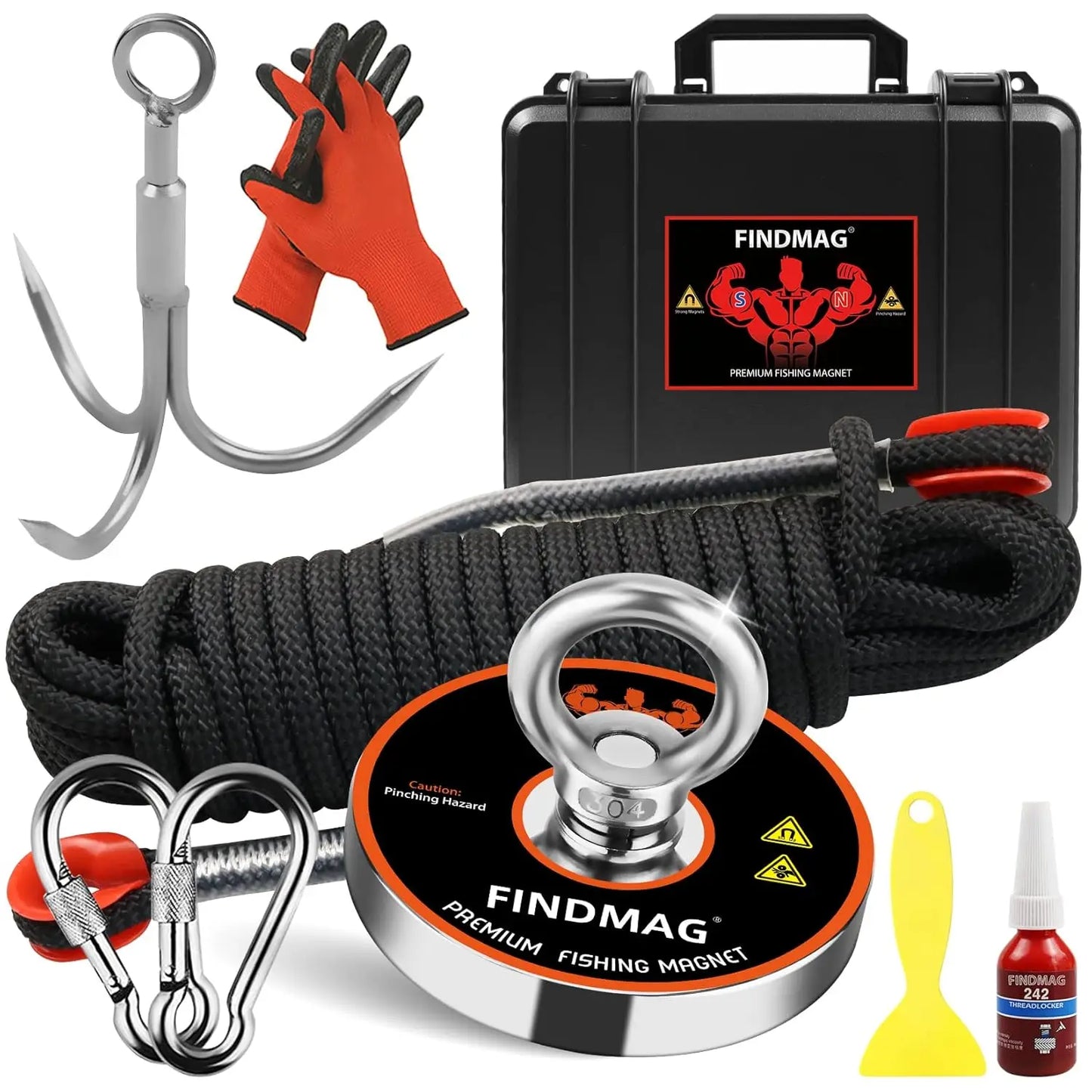 Super Strong 1000 Lbs Fishing Magnet Kit With Waterproof Case