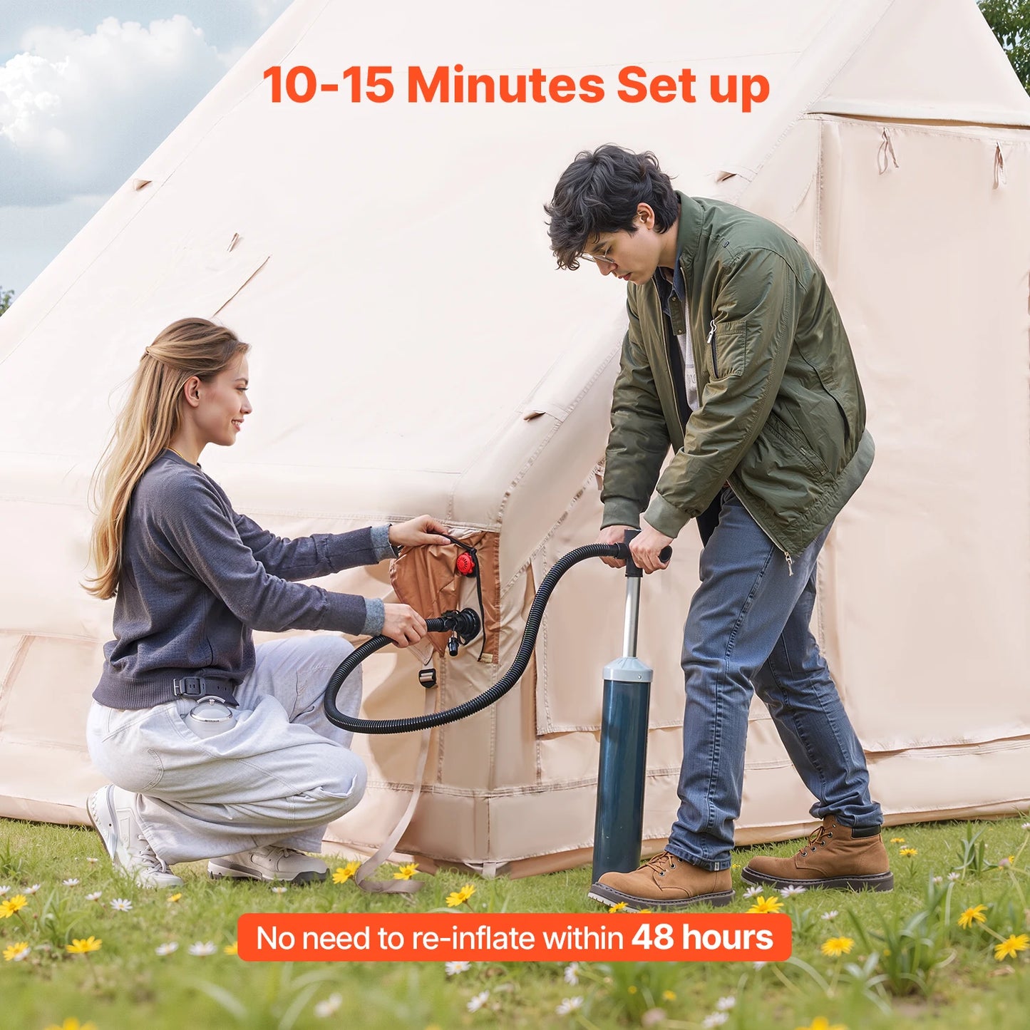 SucceBuy Inflatable Camping Tent With Hand Pump For Easy Setup