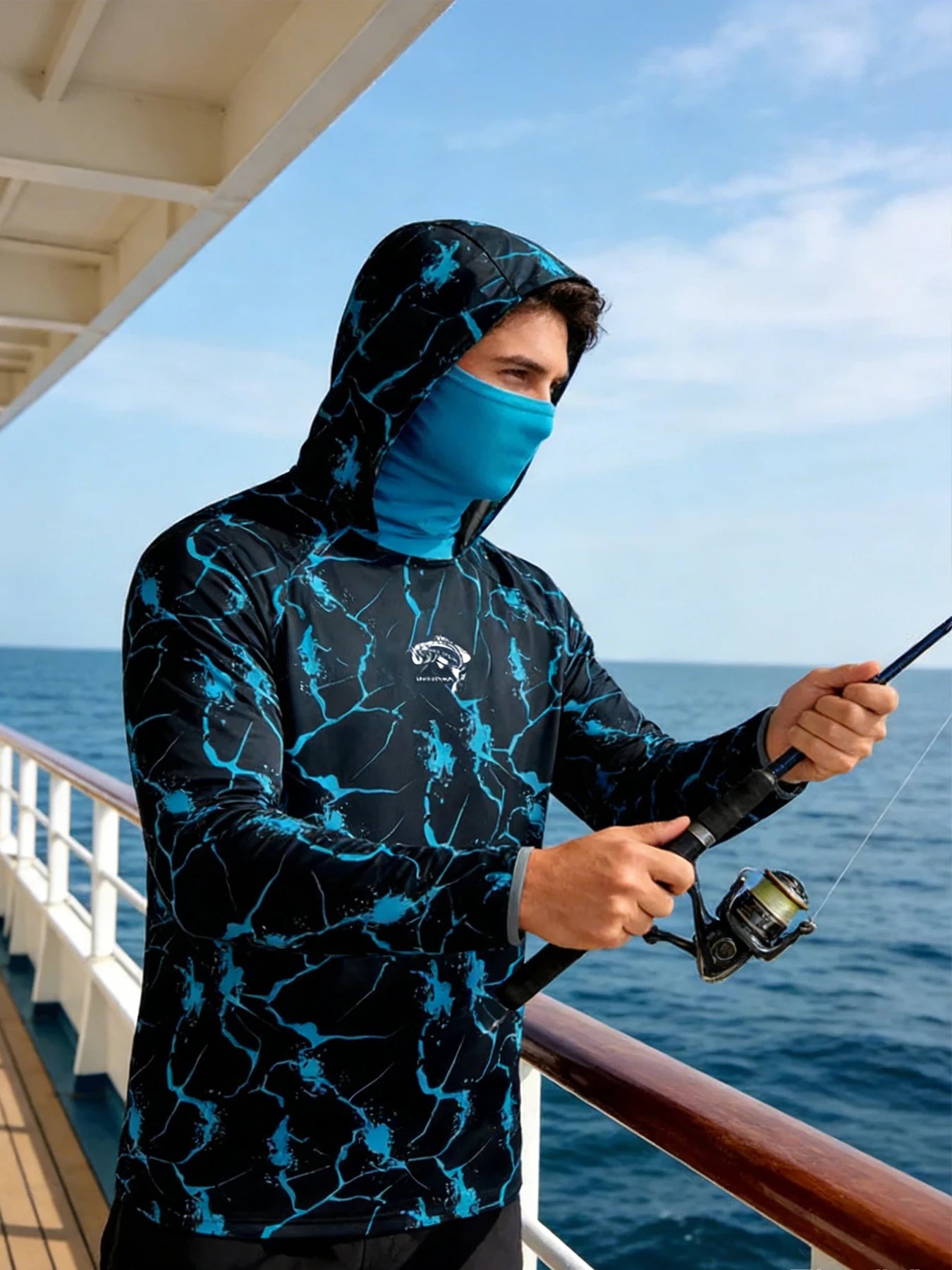 Fishing Hoodie With Cap Long Sleeve Sun Protection Shirt