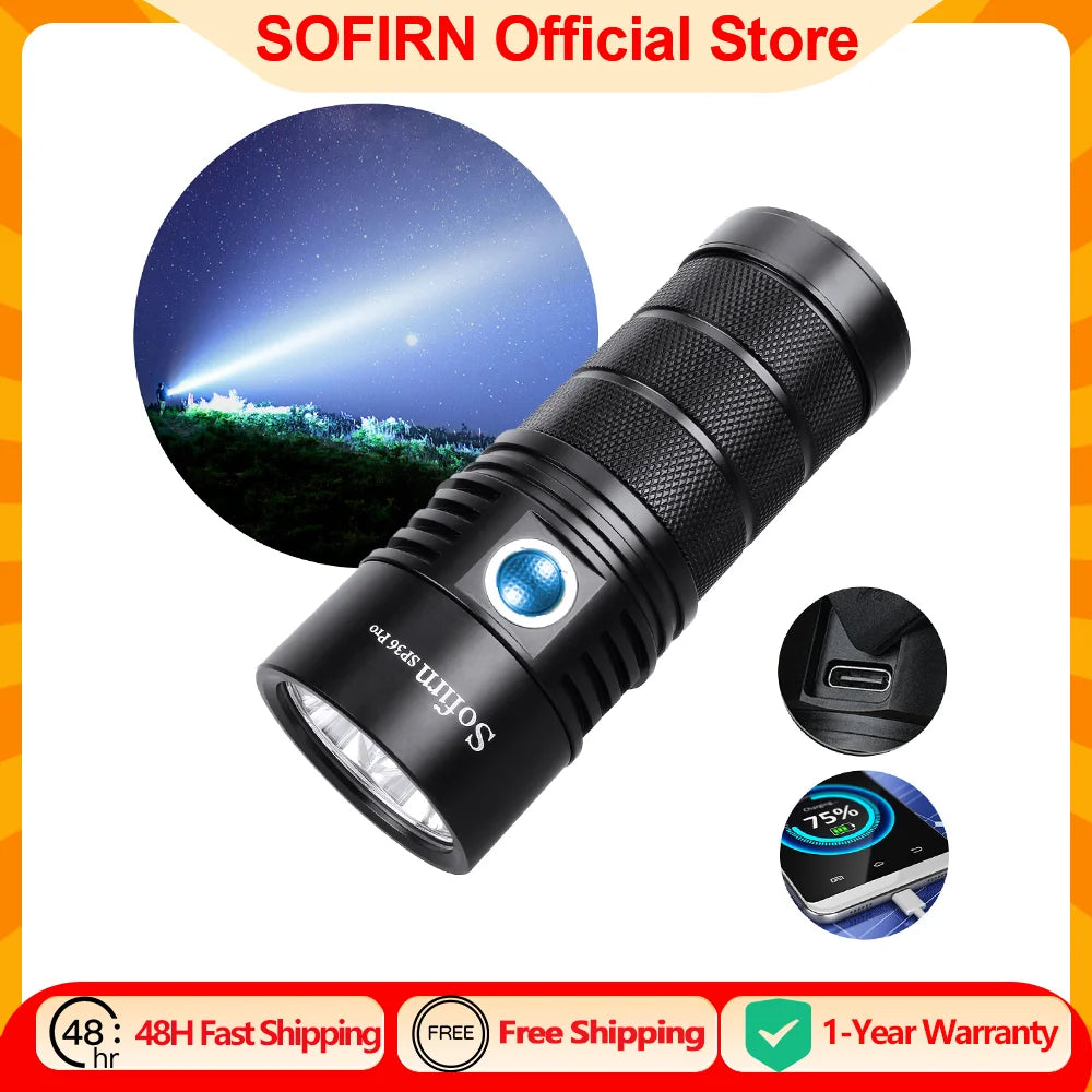 Sofirn SP36 Pro 8000 Lumen USB C Rechargeable LED Flashlight