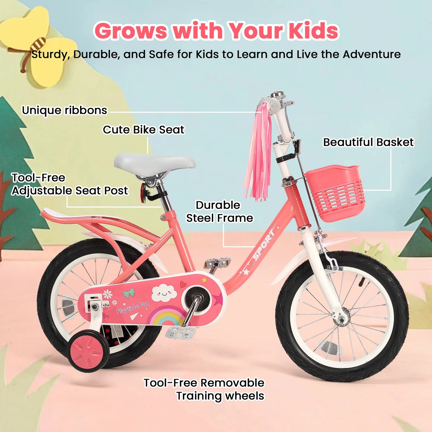 Kids Bicycle With Training Wheels For Ages 2 To Five