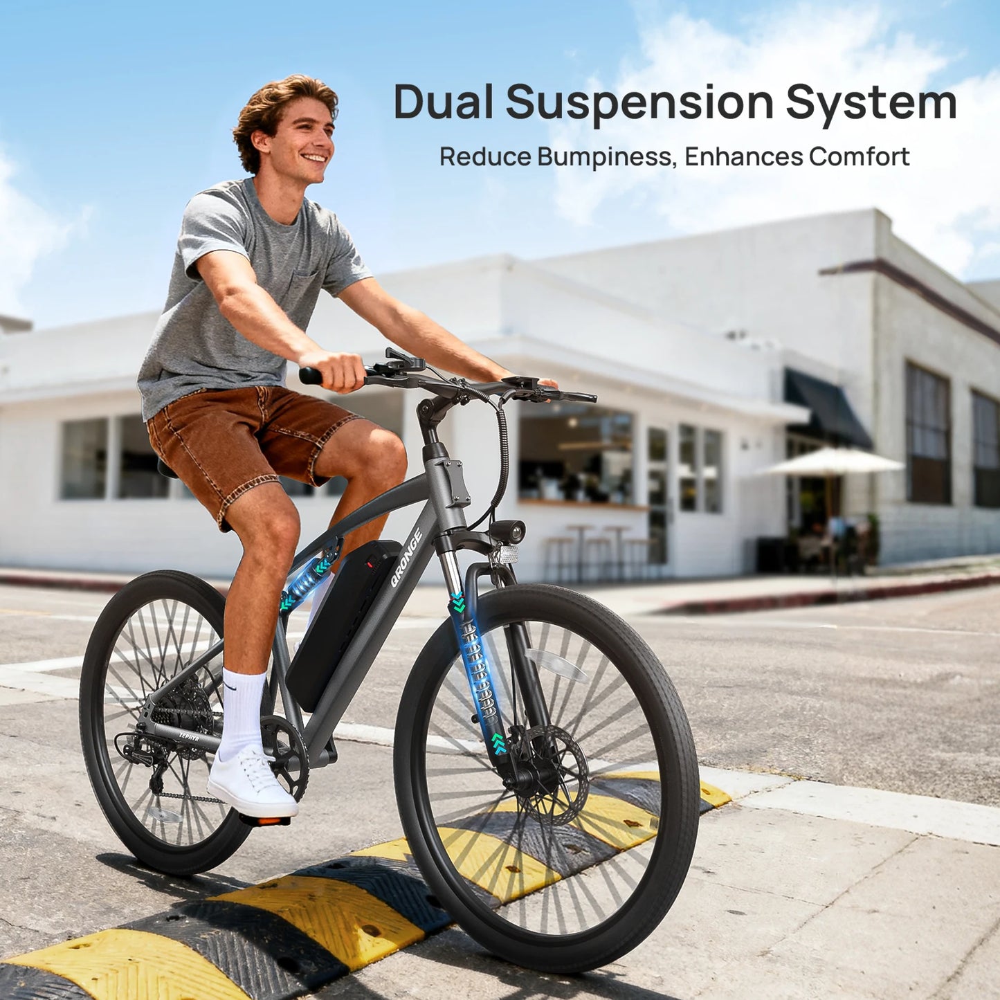 QRONGE Zephyr Electric Bike For Adults 1000W Peak Motor Suspension