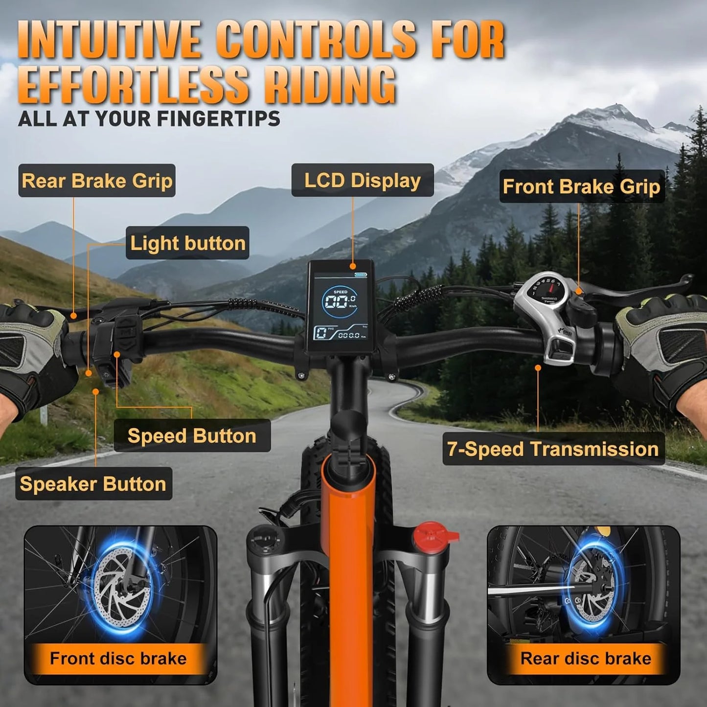 Electric Fat Tire Ebike With 1500W Peak Motor 32 MPH