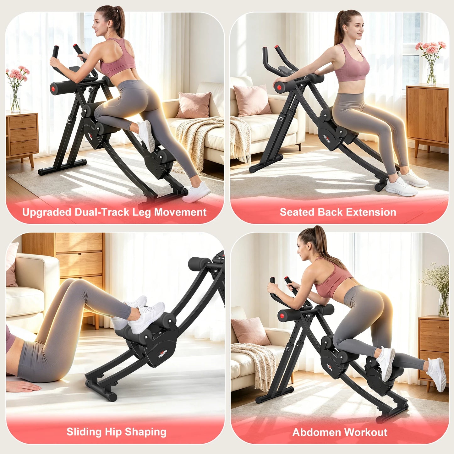 Dual Split-Track Ab Machine Foldable Core Trainer For Home