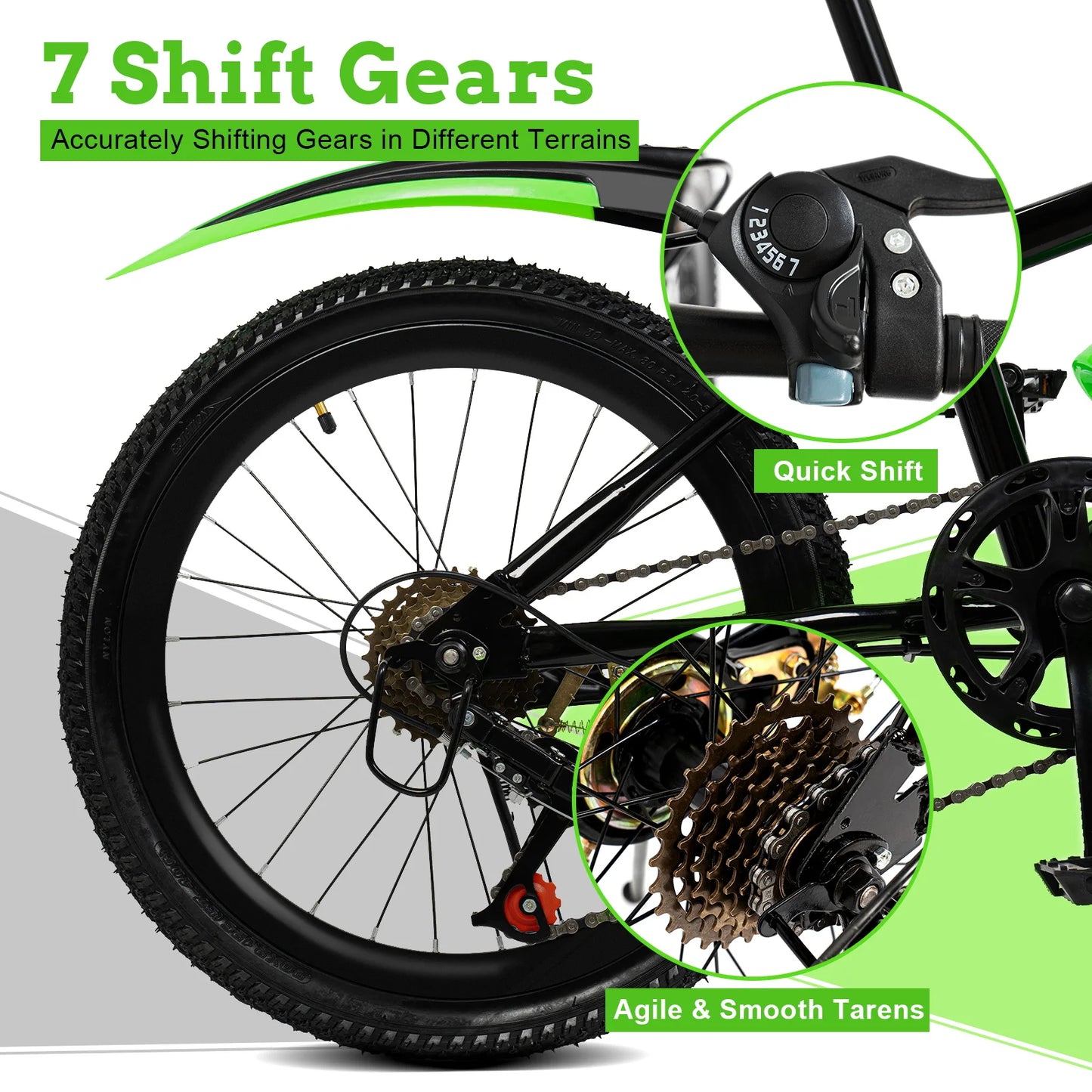 Kids 20 Inch Mountain Bike 7 Speed With Adjustable Seat