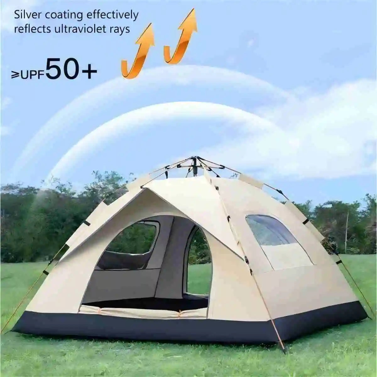 Pakicetus Outdoor Camping Tent Sunshade With Dual Doors And Windows