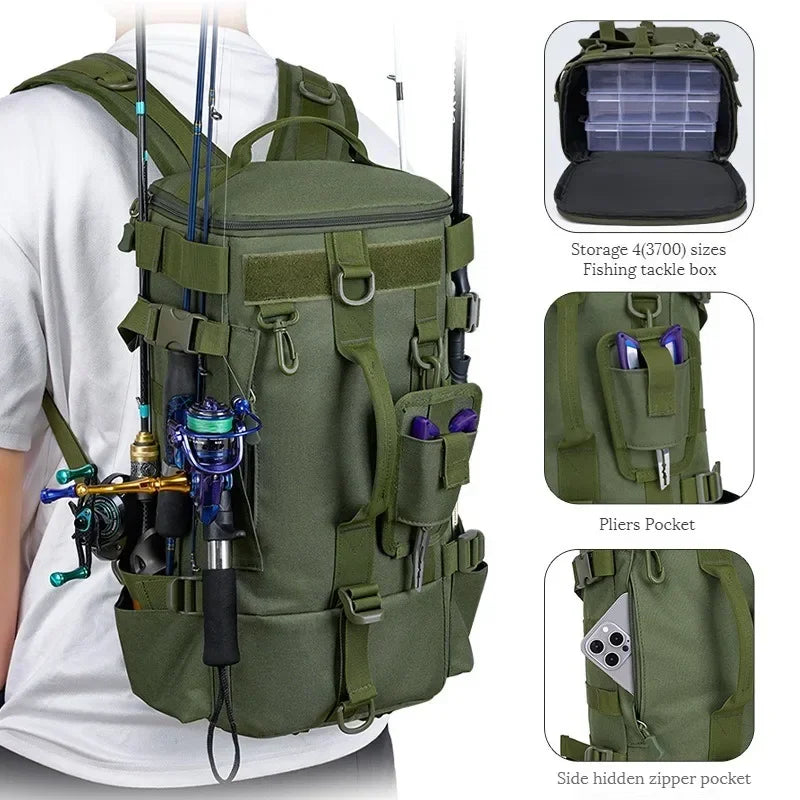 Multifunctional Fishing Backpack For Men With Rod Storage