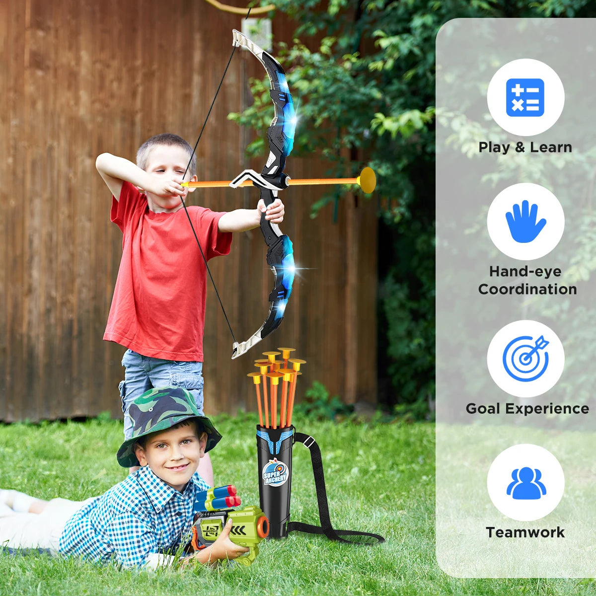 VATOS Bow And Arrow Toy Set For Kids Archery Target